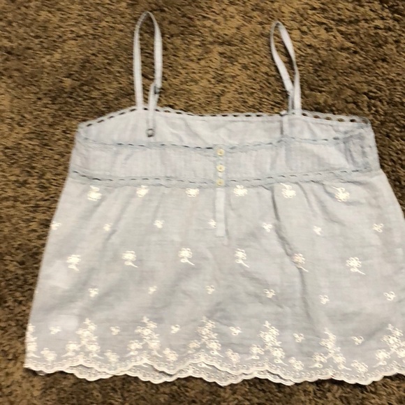 Blue cami with white embroidery. Size small. - Picture 2 of 3